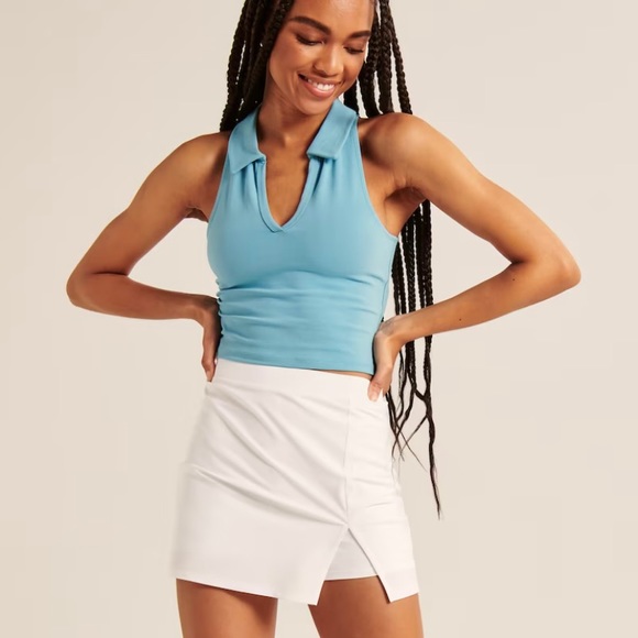 Blue Abercrombie & Fitch Cropped Polo Top - NWT - Picture 2 of 7